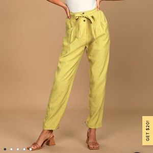 The Pleat Goes On Yellow Pleated Straight Trouser Pants